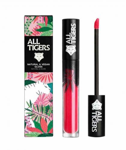 ALL TIGERS Gloss à Lèvres naturel ROUGE FRAMBOISE 801 brillant vegan LIVE WITH PASSION