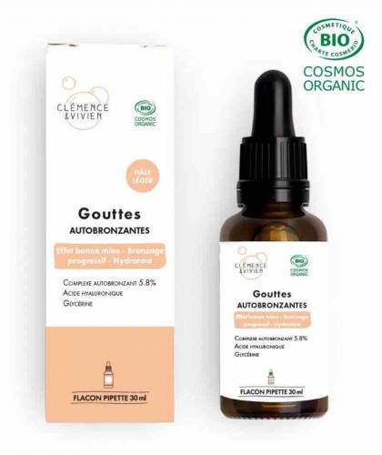 Clémence & Vivien Natural Self-tanning Drops - light organic skincare hyaluronic acid