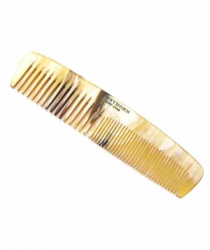 Peigne en corne Abbeyhorn étui cuir naturel à double denture avec étui cuir Fait main Finition soignée objet unique poli main