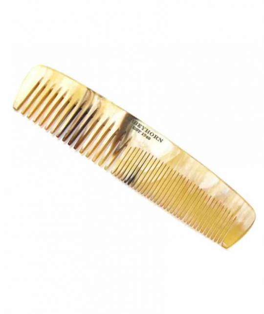 Peigne en corne Abbeyhorn étui cuir naturel à double denture avec étui cuir Fait main Finition soignée objet unique poli main