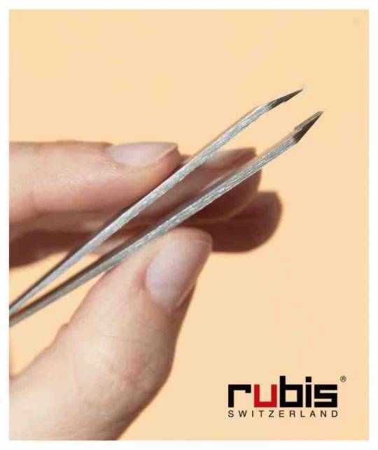 RUBIS Switzerland Pince à Épiler Classique mors biais - Inox Professionnel sourcils beauté cosmétique