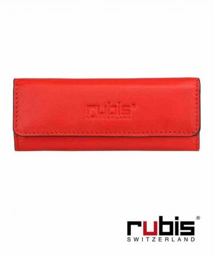 RUBIS Switzerland Tweezers Classic Shiny Steel red Leather Case Mirror Slanted tips