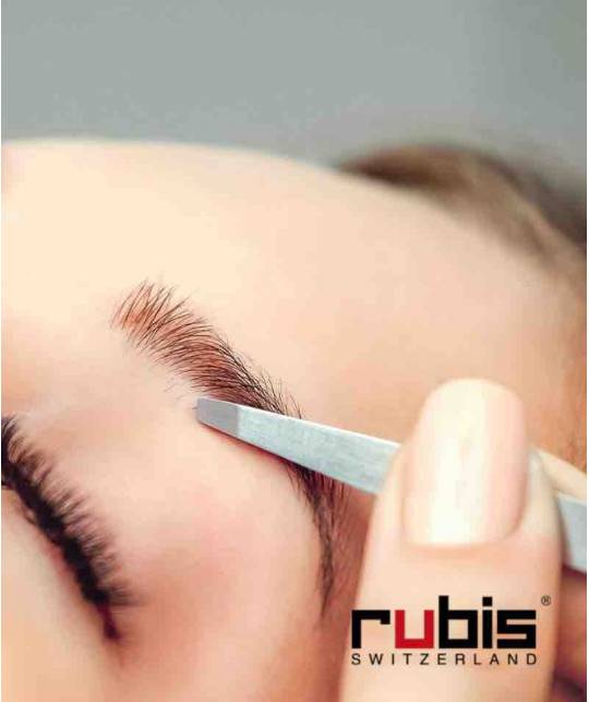 RUBIS Switzerland Pince à Épiler Classique mors biais - Inox Professionnel sourcils beauté cosmétique