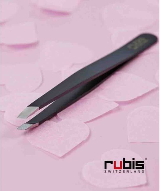 RUBIS Switzerland Tweezers Classic Slanted tips - Black eyebrows beauty cosmetics