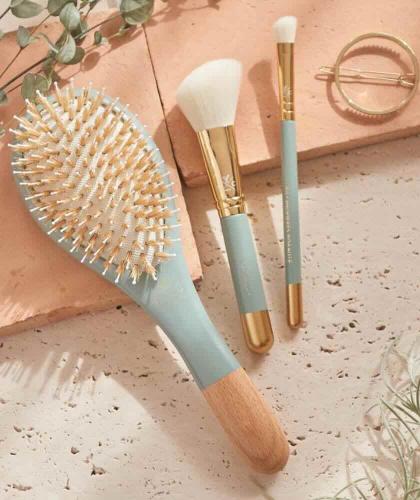 BACHCA Paris Set Les Essentiels Detangling Hair Brush Boar & Nylon Bristles gift box hair clip accessories makeup brushes