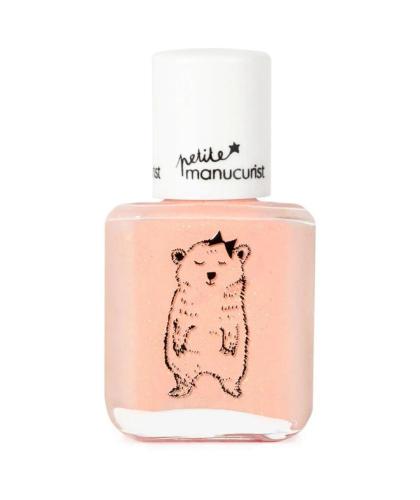 Kid Nail Polish non toxic Petite Manucurist shimmery pale pink JOY the Bear Cup