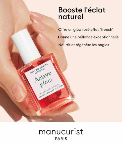 Manucurist Green Active Glow nail care polish peach color healthy glow Raspberry