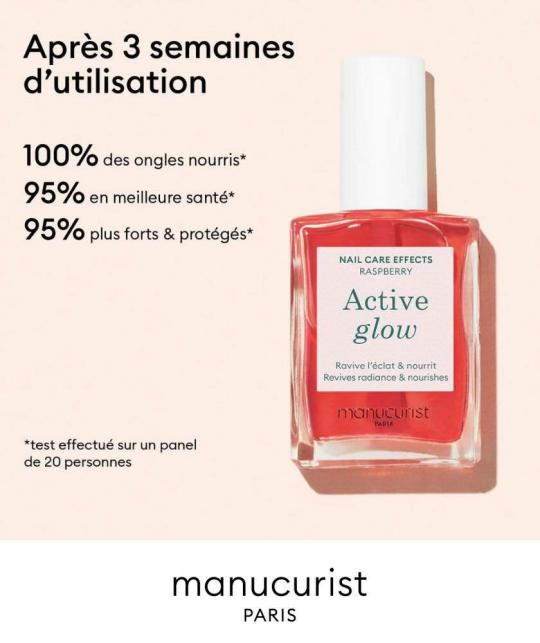 Manucurist Green Active Glow nail care polish peach color healthy glow Raspberry