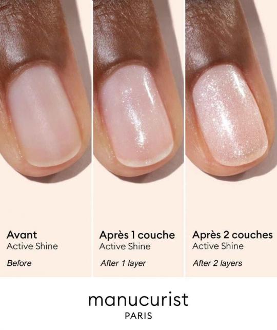 nail care polish Active Shine Manucurist shimmery beige highlighter illuminate repairs clean healthy nails l'Officina Paris