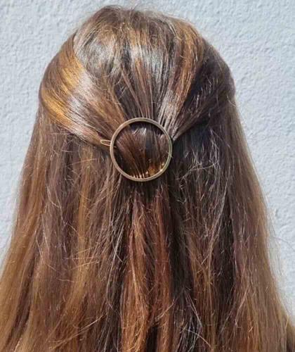 BACHCA Barrette Ronde doré Emma métal cercle coiffure demi-queue accessoires cheveux l'Officina Paris