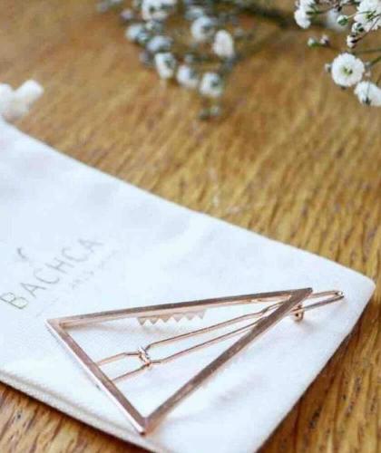 Triangle Hair Barrette Rose Gold Metal Clip BACHCA Paris Accessories Chloé Hairstyle l'Officina