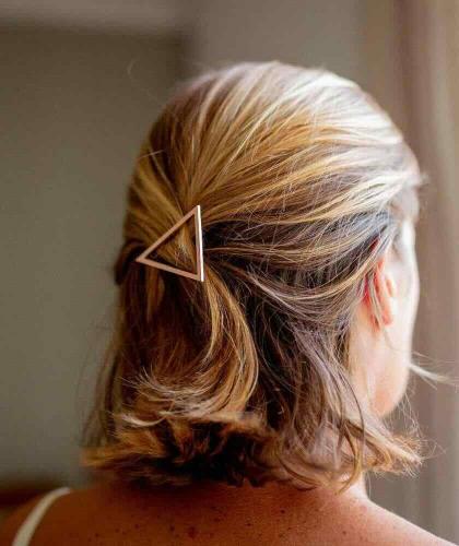 Triangle Hair Barrette Rose Gold Metal Clip BACHCA Paris Accessories Chloé Hairstyle l'Officina