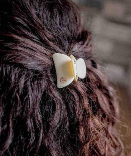 BACHCA Pince à Cheveux chignon accessoire coiffure ivoire doré l'Officina Paris