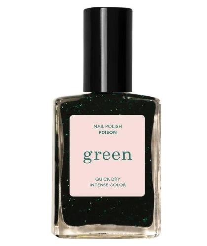 Nagellack GREEN Manucurist Poison Tannengrün schimmernd Pailletten l'Officina Paris Naturkosmetik