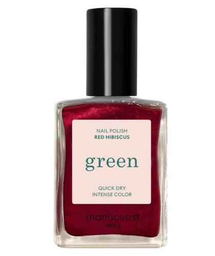Nail polish Green Manucurist iridescent Red Hibiscus dark shimmery l'Officina Paris