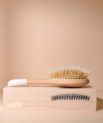 Detangling Hair Brush Boar & Nylon Bristles natural wood BACHCA Paris l'Officina