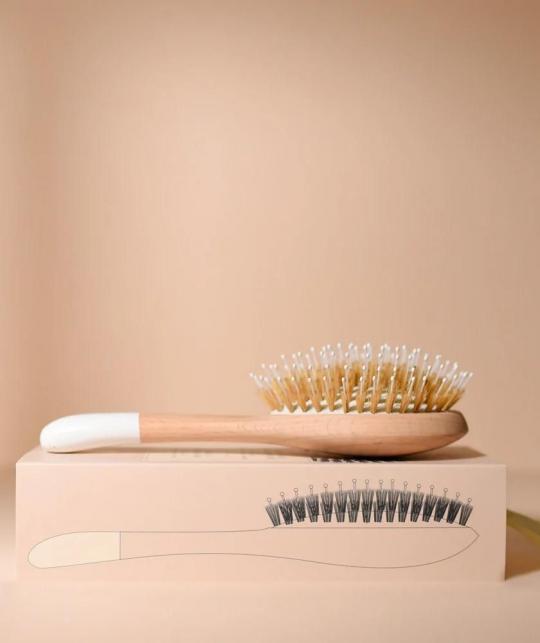 Detangling Hair Brush Boar & Nylon Bristles natural wood BACHCA Paris l'Officina