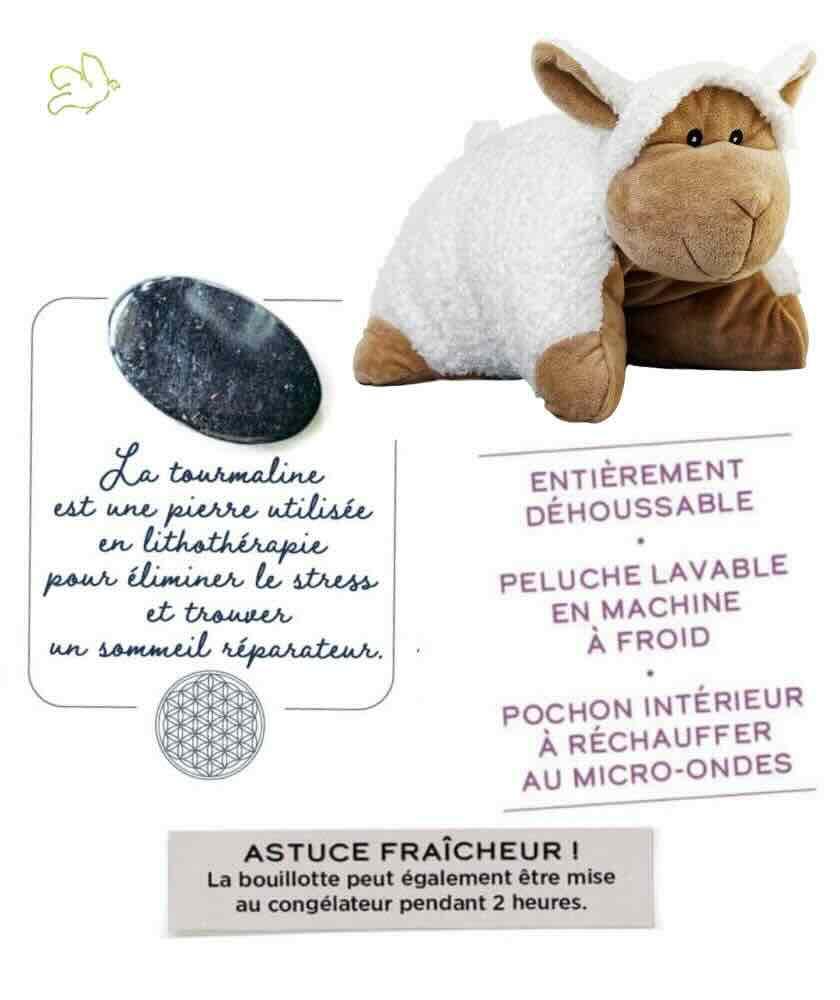 Bouillotte 2 Litres Avec Housse Tête De Mouton - Polaire Douce - Lavable En Machine - Normes Sécurité