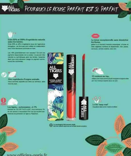ALL TIGERS Rouge à Lèvres mat ROUGE PUR 888 naturel vegan CALL ME QUEEN