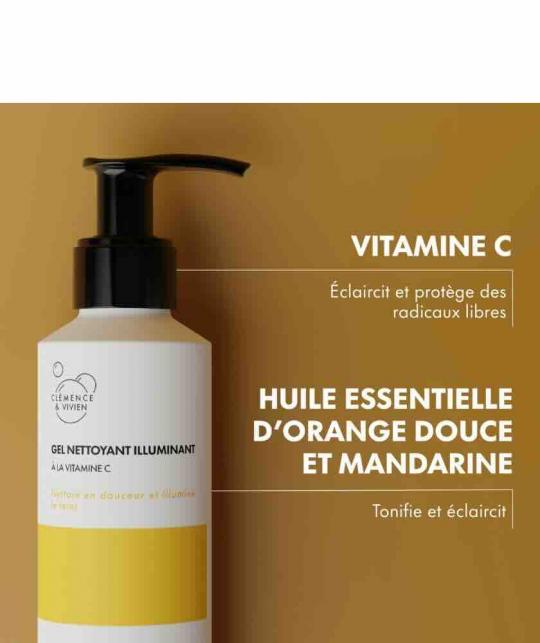 Illuminating Cleansing Gel Vitamin C organic skincare Clémence & Vivien brightening