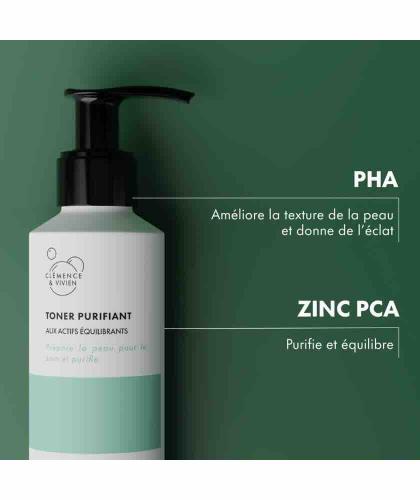 Toner Purifiant Clémence & Vivien – lotion visage naturelle au zinc PCA