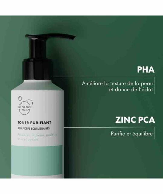 Toner Purifiant Clémence & Vivien – lotion visage naturelle au zinc PCA
