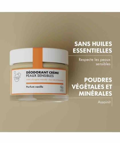 Bio-Deodorant Vanille für sensible Haut Clémence & Vivien, ohne ätherische Öle, L’Officina Paris Naturkosmetik