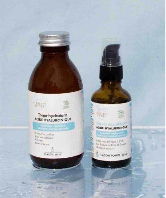 Hydratisierender Toner und Feuchtigkeitsserum – natürliche Hyaluronsäure-Pflege von Clémence & Vivien