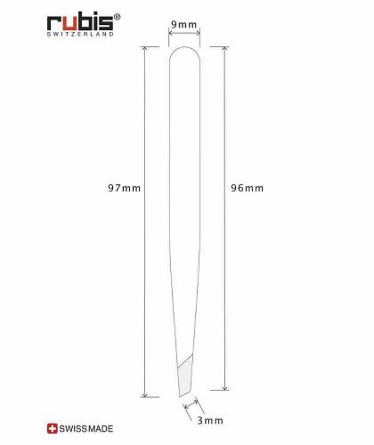 RUBIS Switzerland Pince à Épiler Classique mors biais - Inox Professionnel sourcils beauté cosmétique