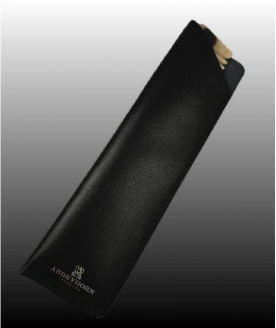 Abbeyhorn black leather sleeve with silver embossed logo for horn comb - l'Officina Paris