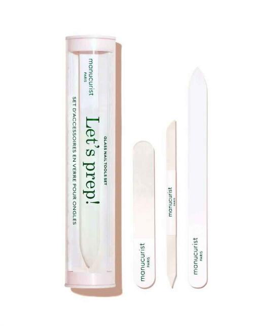 Manucurist Glas-Nagelpflegeset 3-teilig – Nagelfeile, Nagelhautschieber und Polierblock