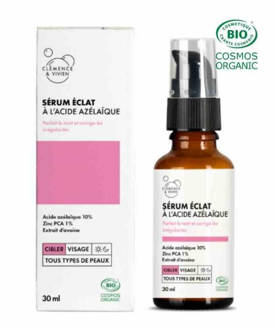 Azelaic Acid Radiance Serum Clémence & Vivien, skin-perfecting facial care, acne blackhead, L'Officina Paris