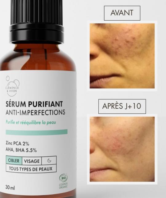 Sérum Purifiant Anti-Imperfections Clémence & Vivien Acne peau grasse cosmétique naturelle l'Officina Paris