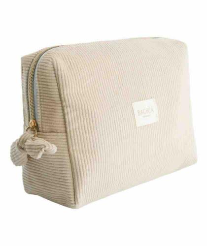 Trousse de toilette haut de gamme velours côtelé beige sable – BACHCA Paris - accessoires cheveux - L’Officina Paris