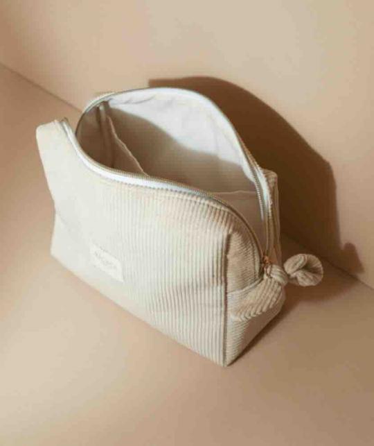 Grande Trousse de toilette haut de gamme velours côtelé – BACHCA Paris - accessoires beauté, brosse à cheveux - L’Officina Paris