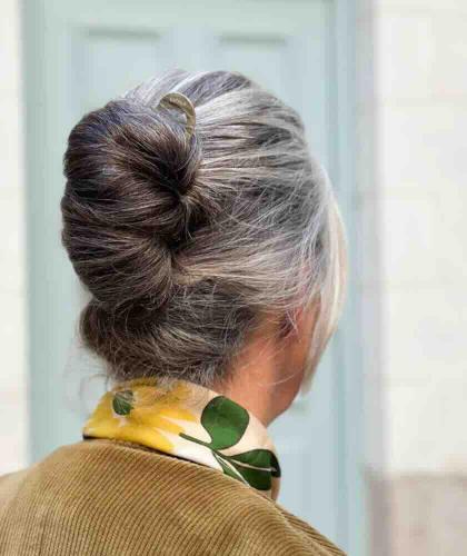 Französische Haarnadel Gold BACHCA Paris Haargabel Metall Dutt Frisur Accessoire graues Haar  l'Officina