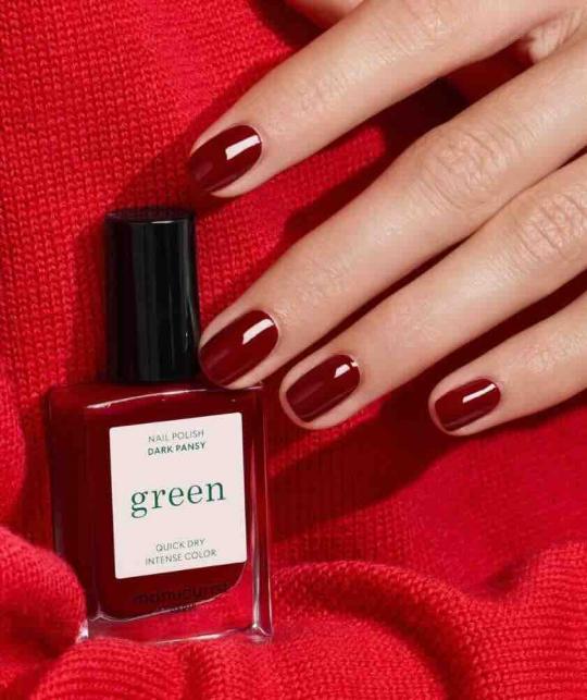 Red Nail Polish burgundy Dark Pansy Manucurist GREEN l'Officina Paris