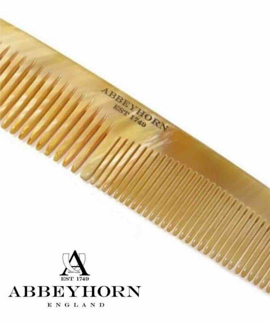 Hornkamm Abbeyhorn, breite und enge Zahnung 16,8 cm - handgefertigt in England