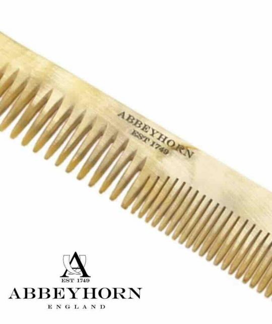 ABBEYHORN Horn Comb double tooth (16 cm) - hair comb, handmade in England