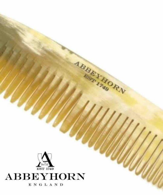 ABBEYHORN Horn Pocket Comb double tooth (15 cm) - handcrafted in England
