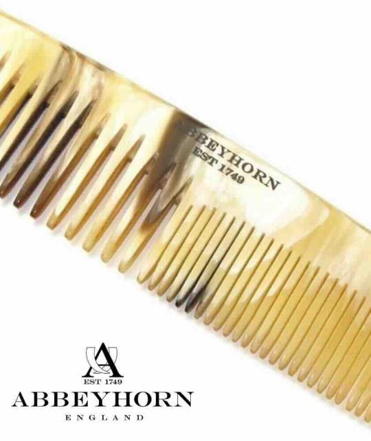 Abbeyhorn Horn Comb double tooth (13 cm) handmade in England, artisan, luxury hair accessory