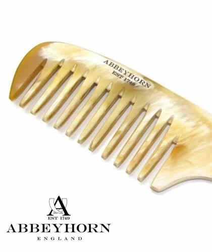 ABBEYHORN Horn Comb wide single tooth with handle (19 cm) - handcrafted in England