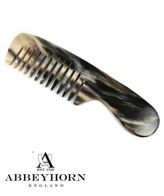 ABBEYHORN Hornkamm mit Griff Breitzinkig (19 cm), handgefertigt in England