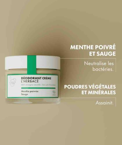 Déodorant naturel aux huiles essentielles de sauge menthe poivrée et romarin l'Herbacé Clémence & Vivien