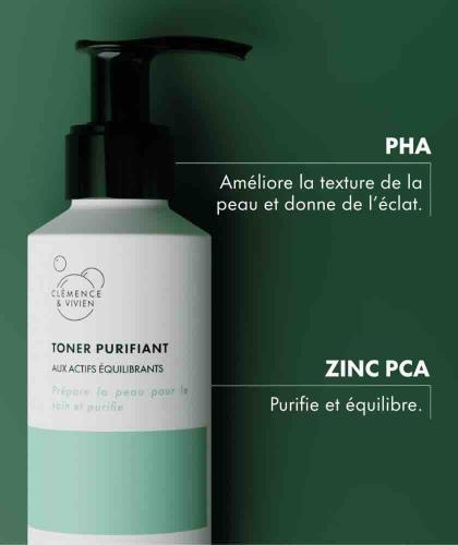 Toner Purifiant Clémence & Vivien – lotion visage naturelle au zinc PCA
