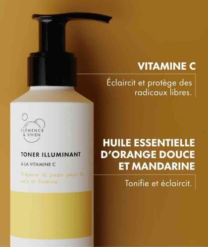 Clémence & Vivien Naturkosmetik Toner mit Vitamin C Ascorbyl Glucosid Orangenöl und Mandarinenöl aufhellende Pflege