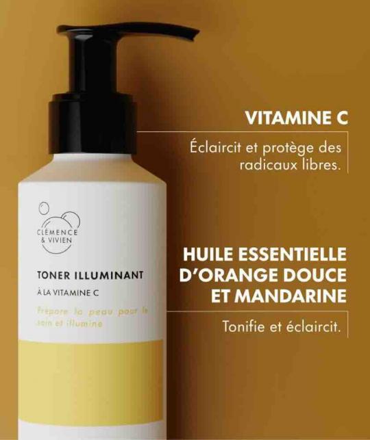 Clémence & Vivien Naturkosmetik Toner mit Vitamin C Ascorbyl Glucosid Orangenöl und Mandarinenöl aufhellende Pflege