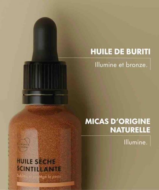 Clémence & Vivien Huile Sèche Scintillante bio - huile de buriti et Micas d'origine naturelle