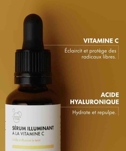 Sérum Vitamine C et acide hyaluronique Clémence & Vivien – booster d’éclat pour peau fatiguée