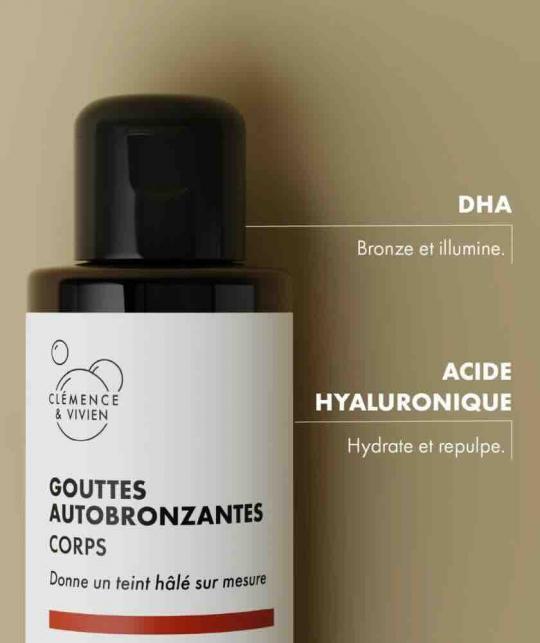 Body Tanning Drops DHA hyaluronic acid natural self tanning ingredients Clémence & Vivien